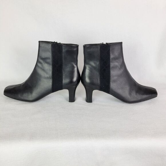 Clarks Womens Ankle Bootie Size 6 Black Leather Square Toe Zip Closure Witchy - Picture 5 of 12